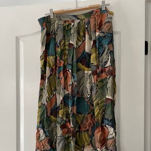 Vintage watercolour midi skirt